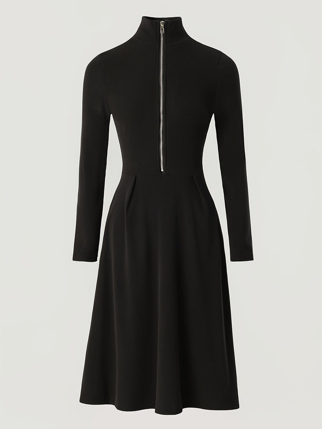 Leticia - Zippered Long Sleeve Dress With Stretch Fabric