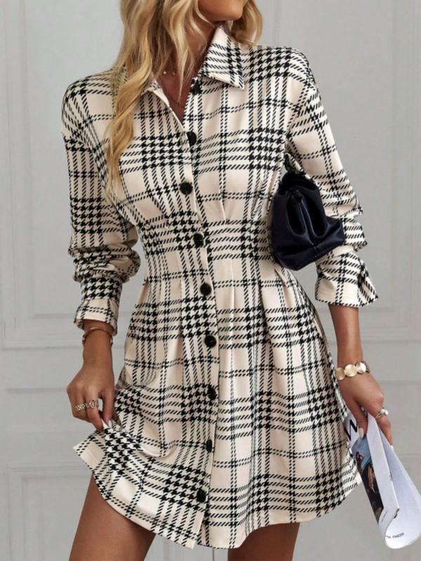 Josie - Elegant Slimming Check Dress