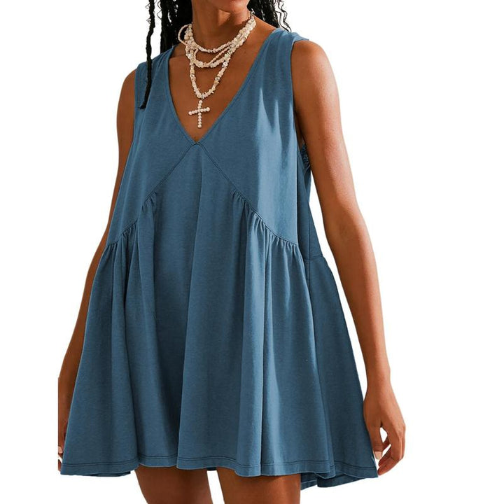 Flora - Women’s V-Neck Tank Dress with Flared A-Line