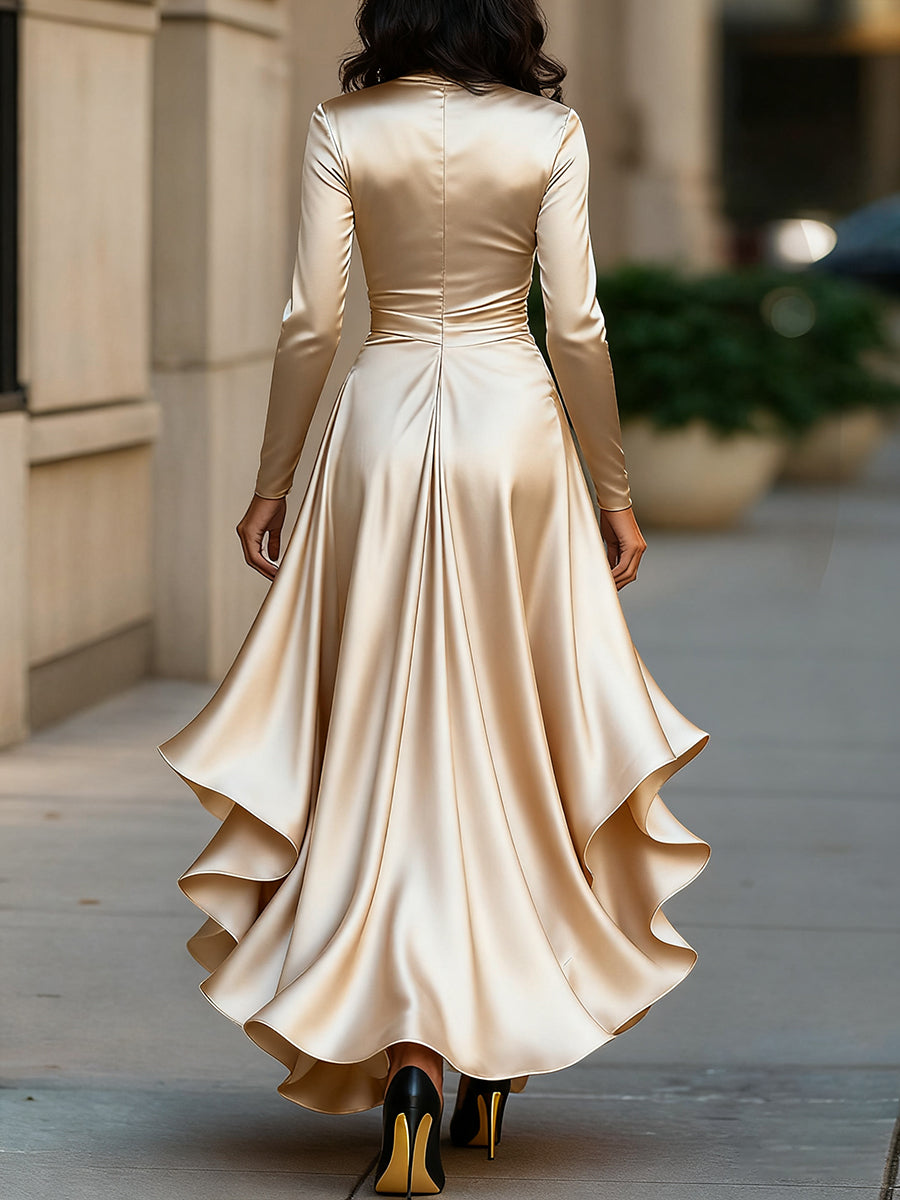 Vesper | Midnight Blue Satin Maxi Dress