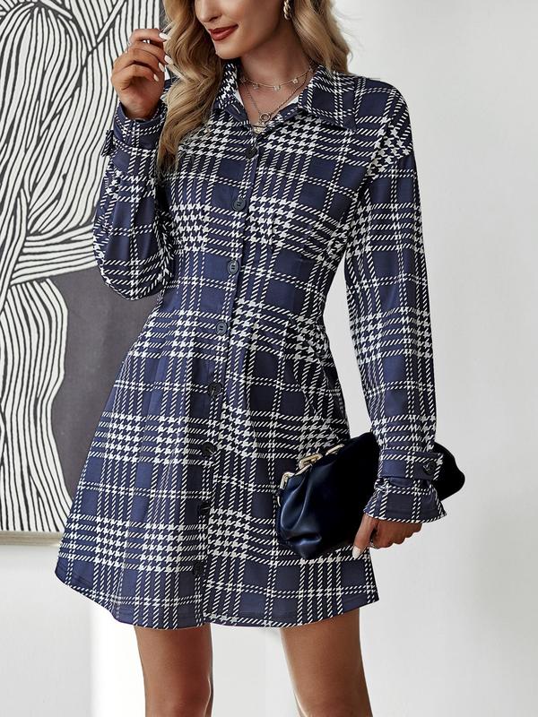 Josie - Elegant Slimming Check Dress