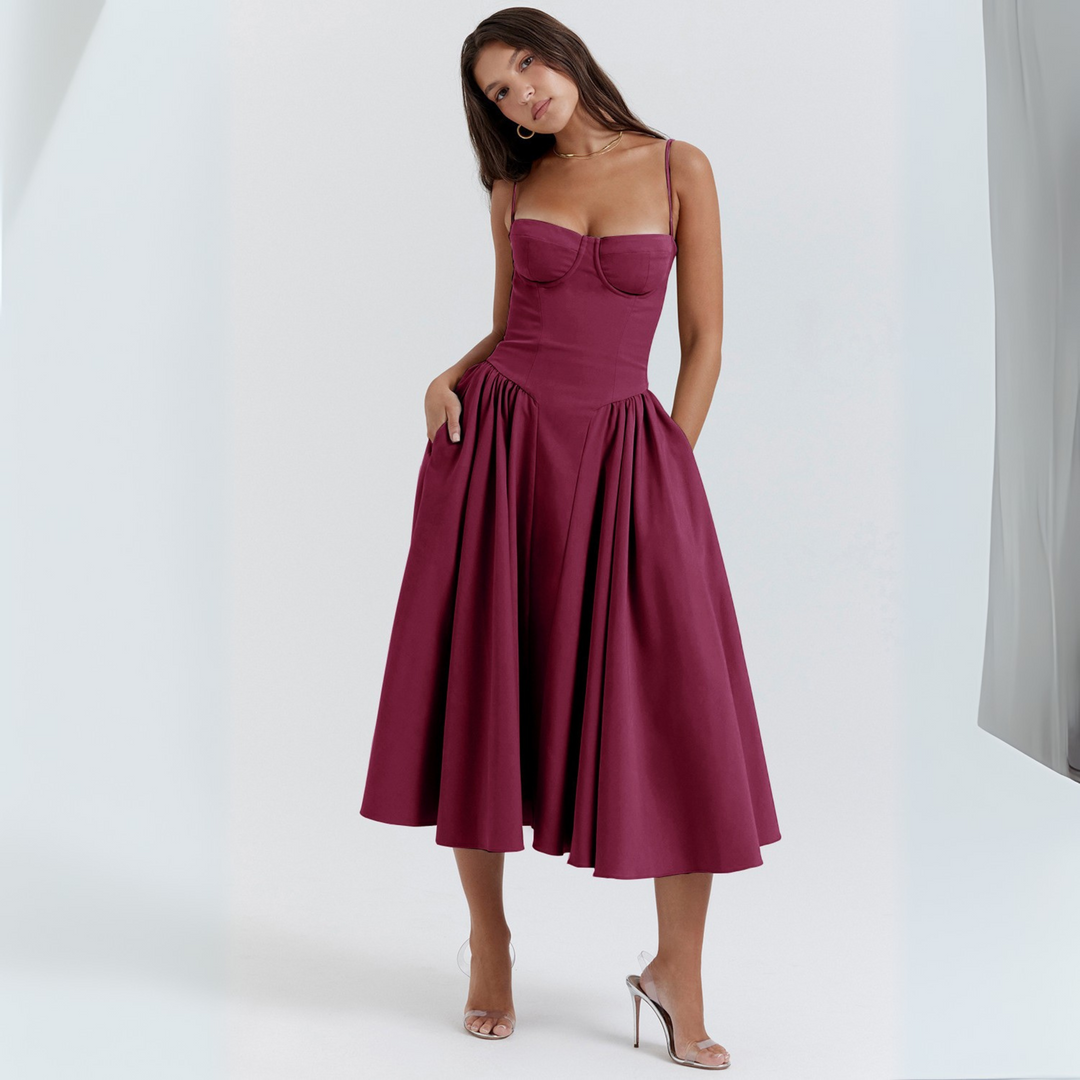 TRENTA™ - Chic Spaghetti Strap Bodycon Midi Dress