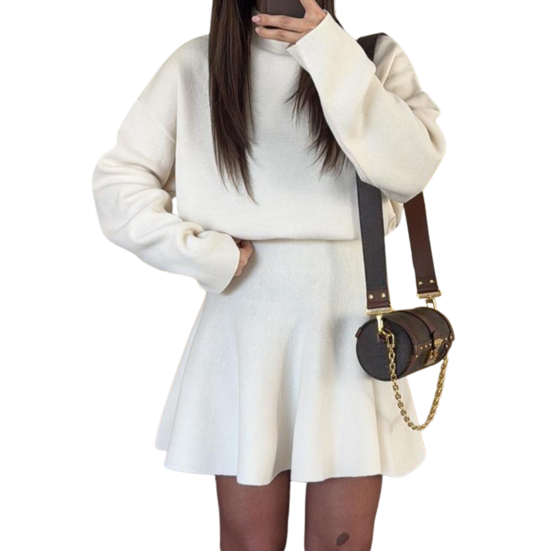 Vivi - Half-High Neck Loose Fit Knit Sweater Dress