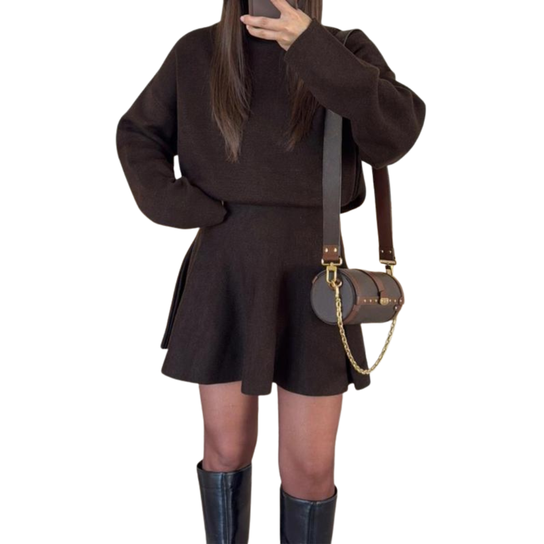 Vivi - Half-High Neck Loose Fit Knit Sweater Dress