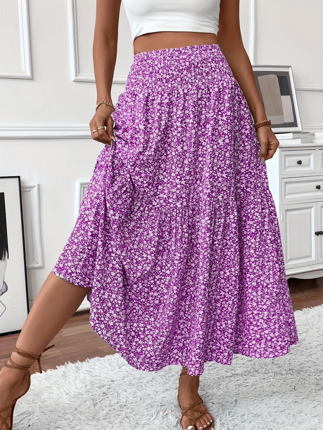 Tahlia | Tiered Floral Maxi Skirt