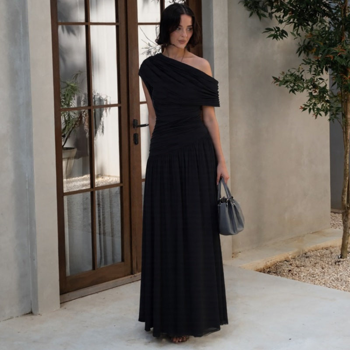 Antonia - Elegant One Shoulder Evening Maxi Dress