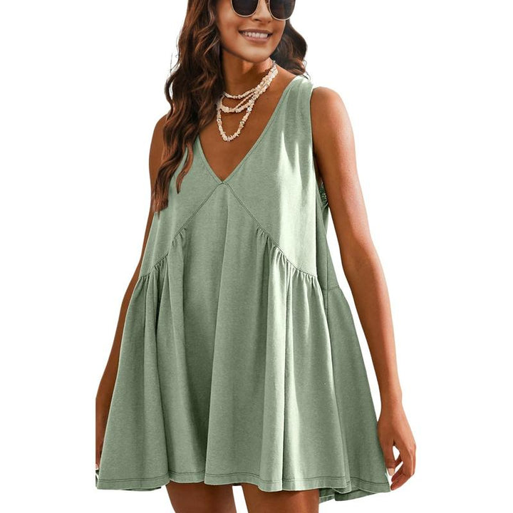 Flora - Women’s V-Neck Tank Dress with Flared A-Line