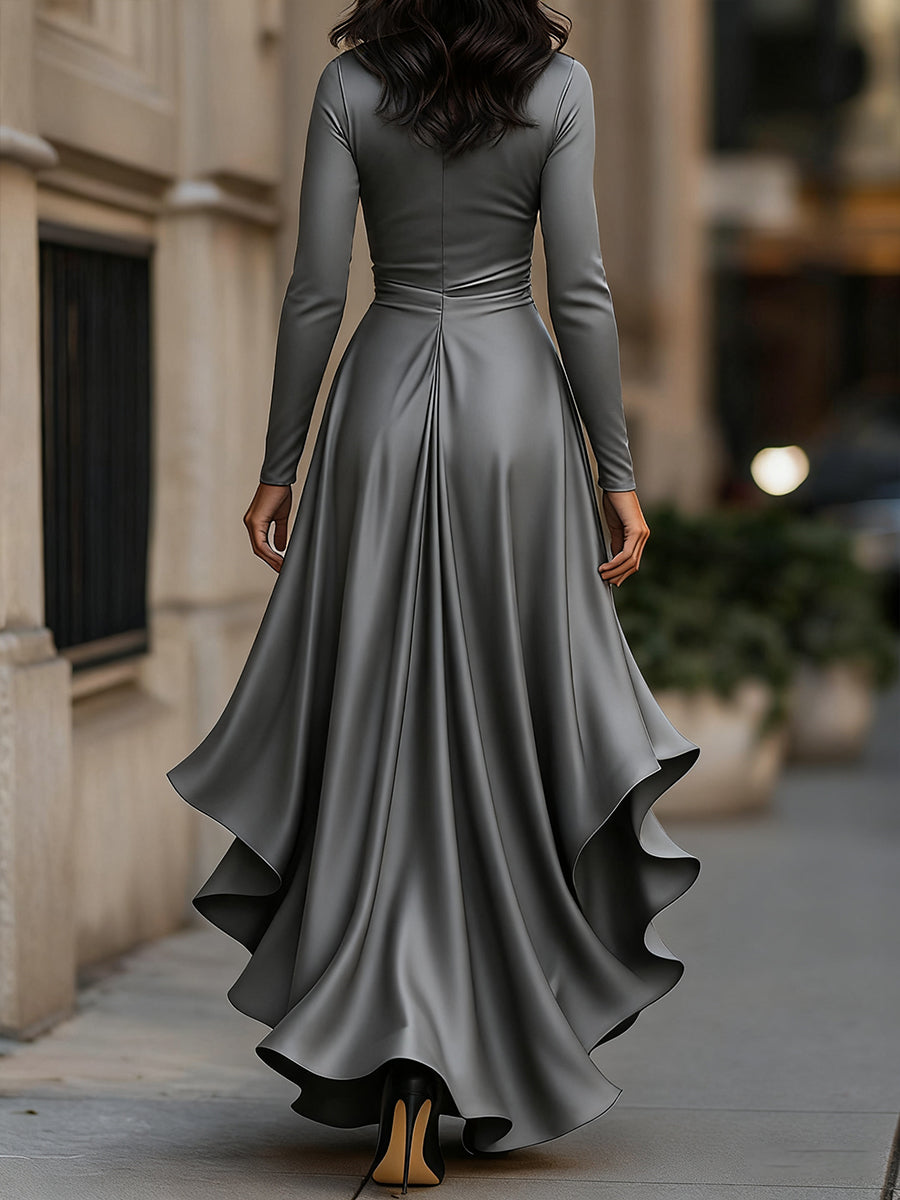 Vesper | Midnight Blue Satin Maxi Dress