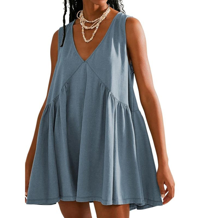Flora - Women’s V-Neck Tank Dress with Flared A-Line