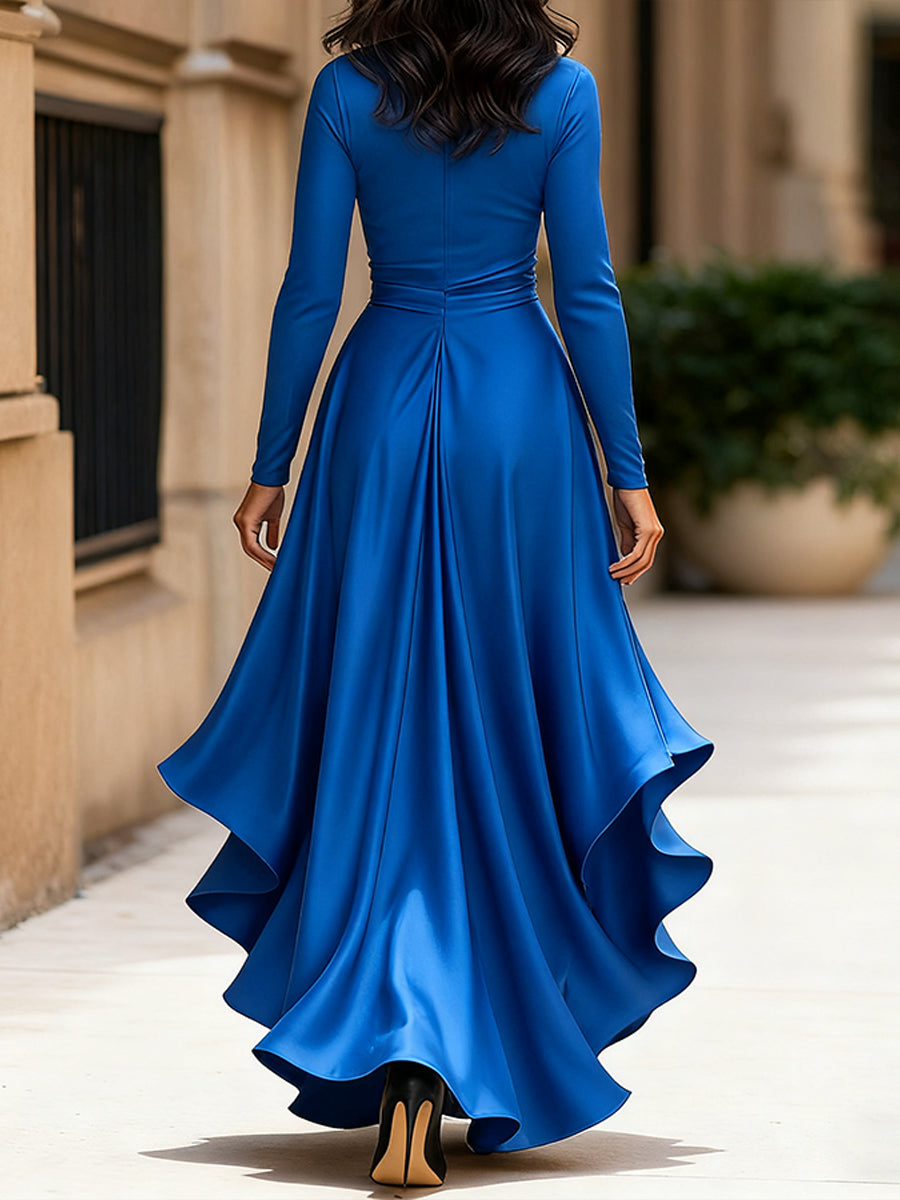 Vesper | Midnight Blue Satin Maxi Dress