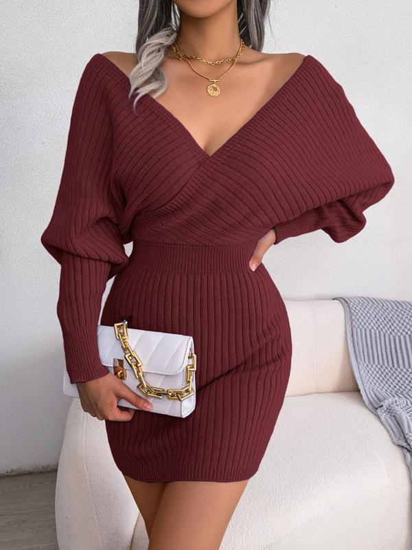 Pauline - V-Neck Sweater Dress With Long Sleeves