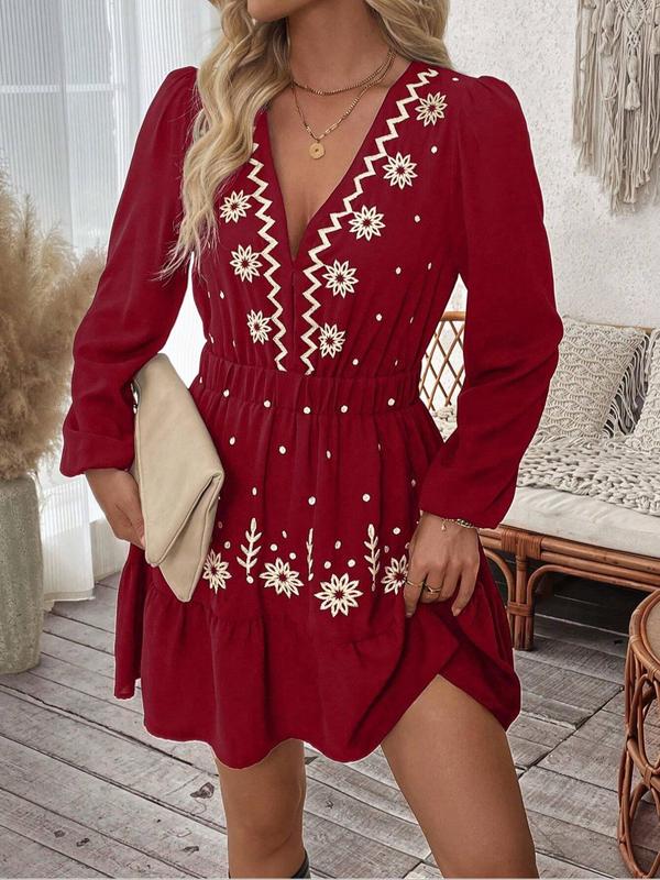 Vera - Embroidered Long Sleeve Casual Dress