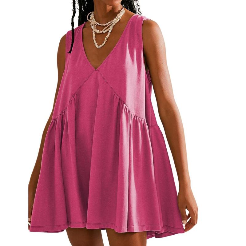 Flora - Women’s V-Neck Tank Dress with Flared A-Line