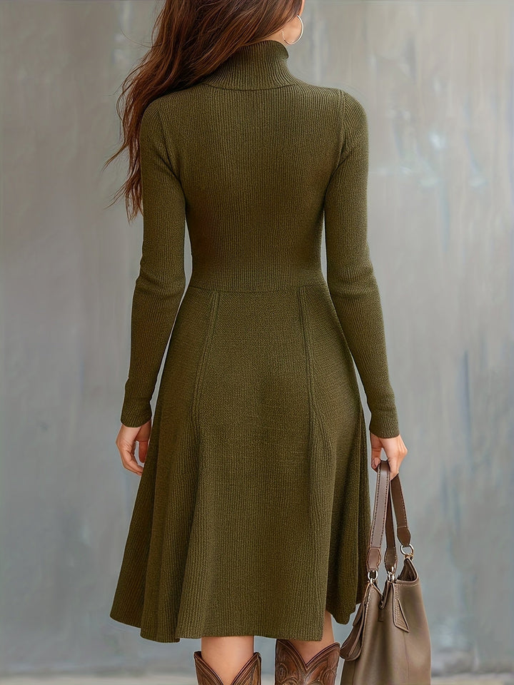 Leticia - Zippered Long Sleeve Dress With Stretch Fabric