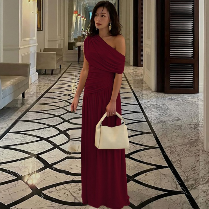 Antonia - Elegant One Shoulder Evening Maxi Dress