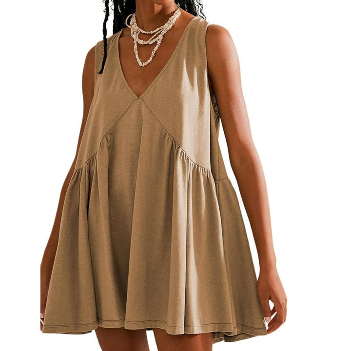 Flora - Women’s V-Neck Tank Dress with Flared A-Line