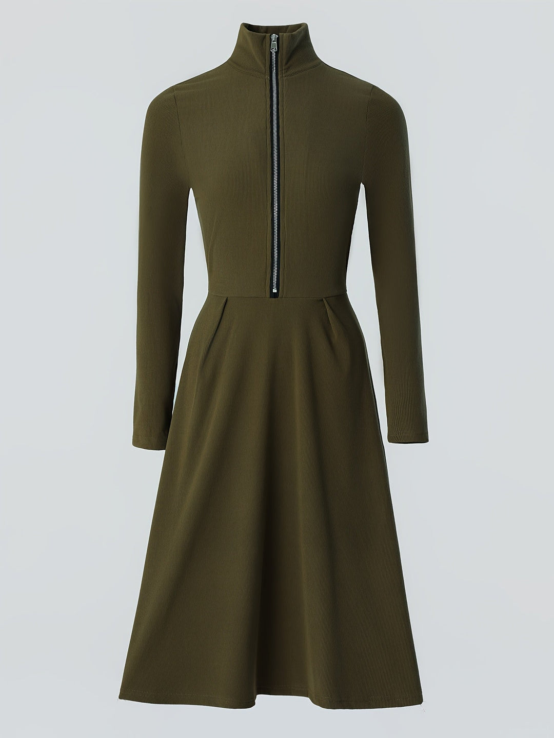 Leticia - Zippered Long Sleeve Dress With Stretch Fabric