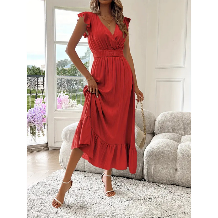 Noelle - Elegant Shirred V-Neck Summer Maxi Dress