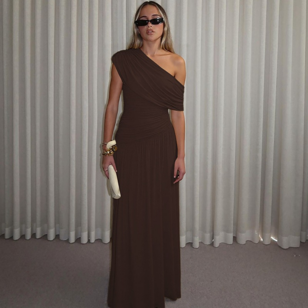 Antonia - Elegant One Shoulder Evening Maxi Dress