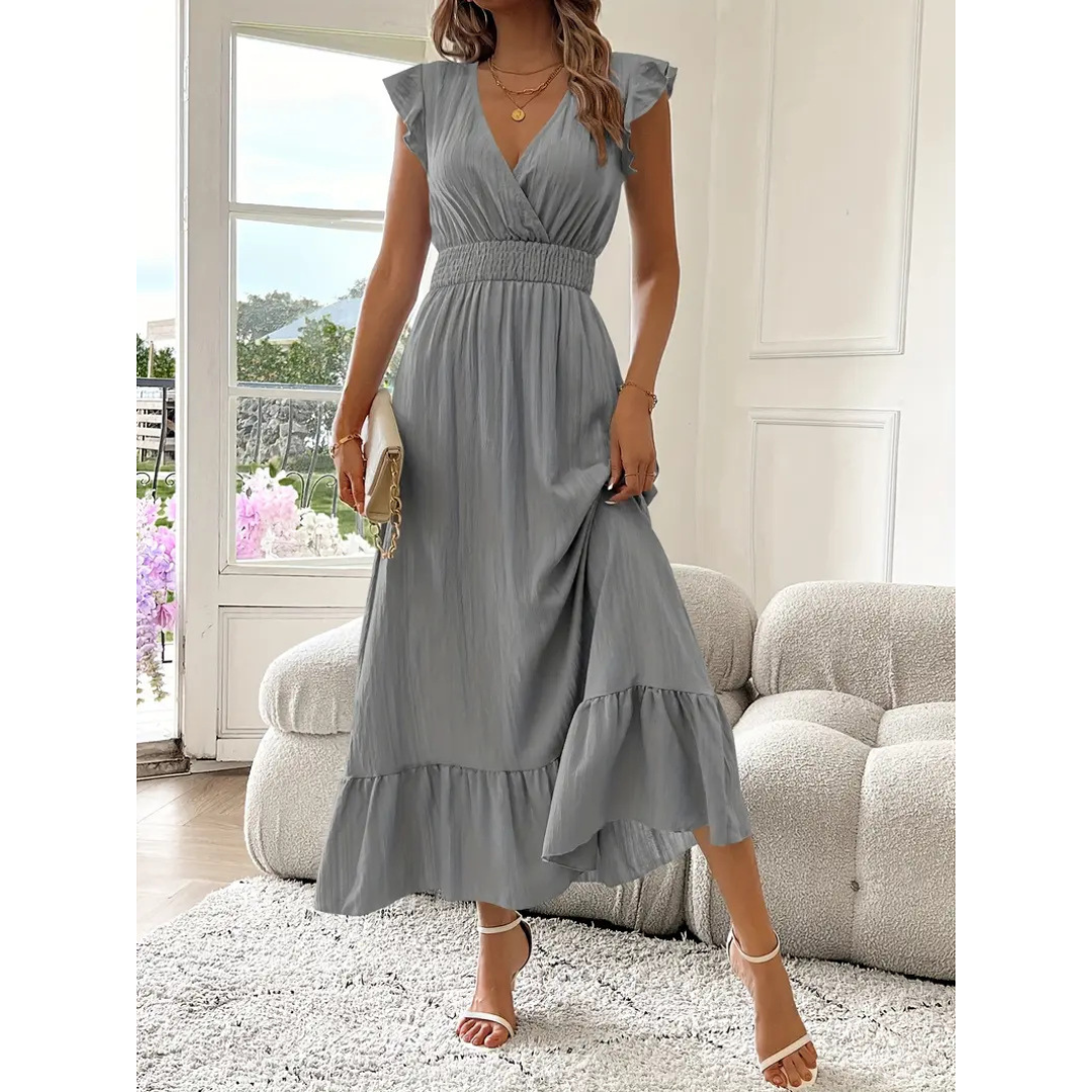 Noelle - Elegant Shirred V-Neck Summer Maxi Dress
