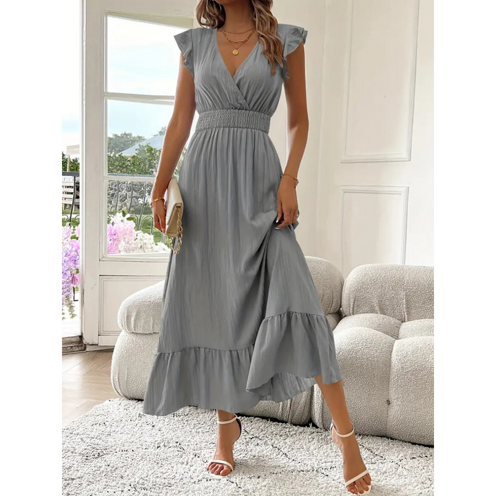 Noelle - Elegant Shirred V-Neck Summer Maxi Dress