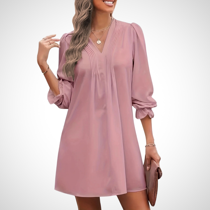 Louise - Elegant Ruffled V-Neck Dress