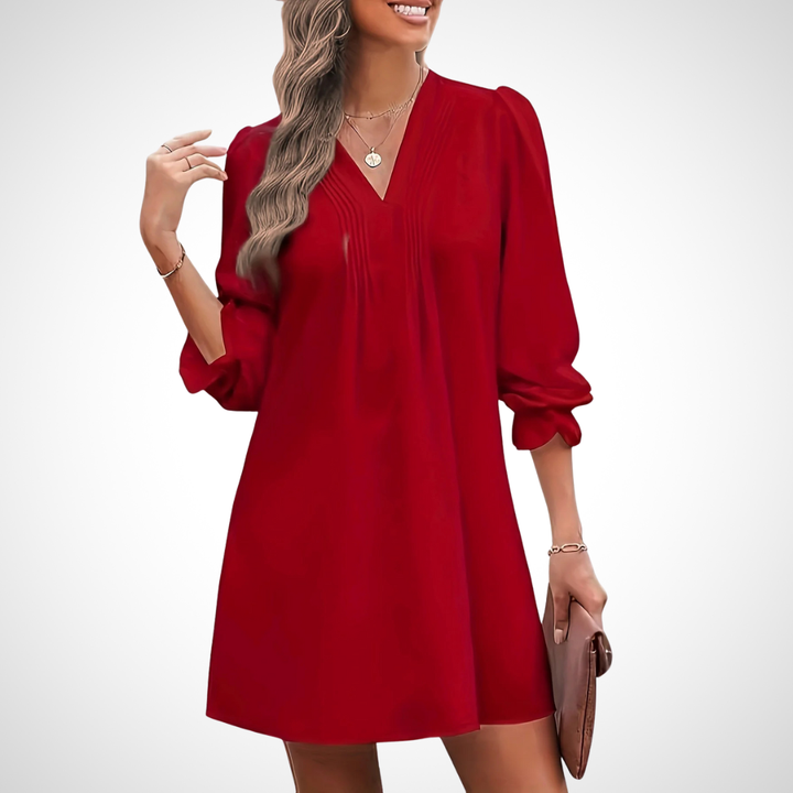 Louise - Elegant Ruffled V-Neck Dress