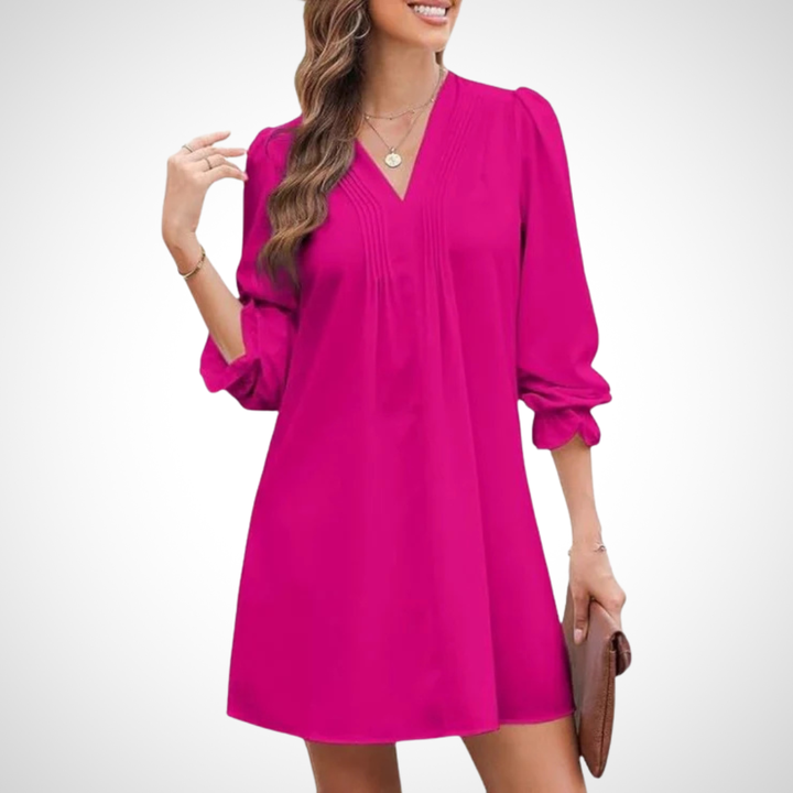 Louise - Elegant Ruffled V-Neck Dress