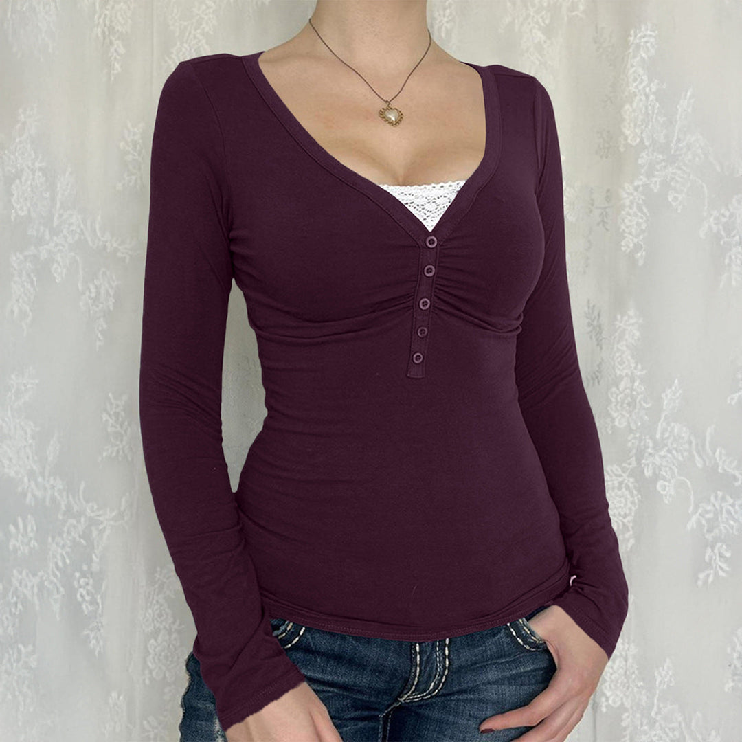 PALYA™ - Comfy V-Neck Long Sleeve Top