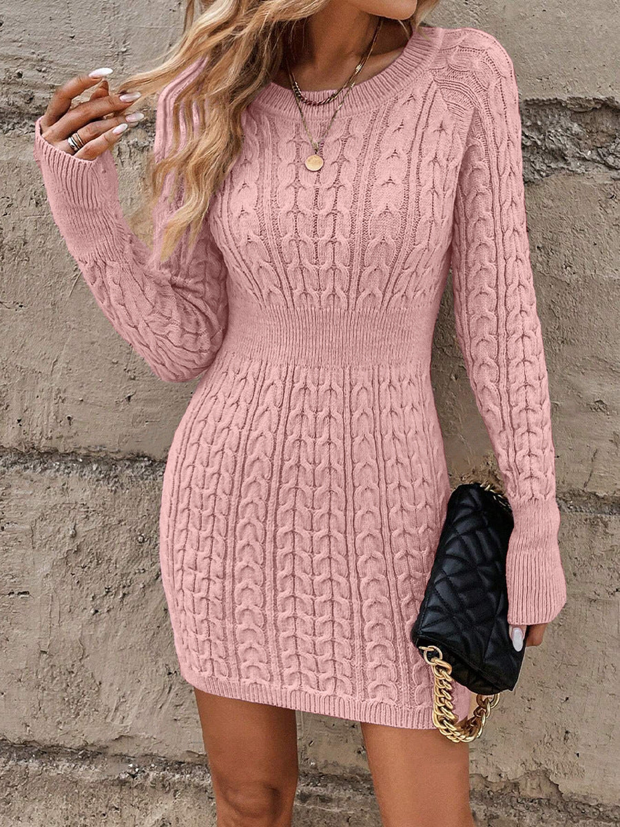 ALVA™ - Cable Knit Bodycon Sweater Dress with Round Neck for Fall & Winter