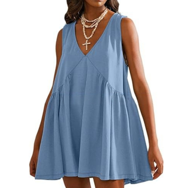 Flora - Women’s V-Neck Tank Dress with Flared A-Line