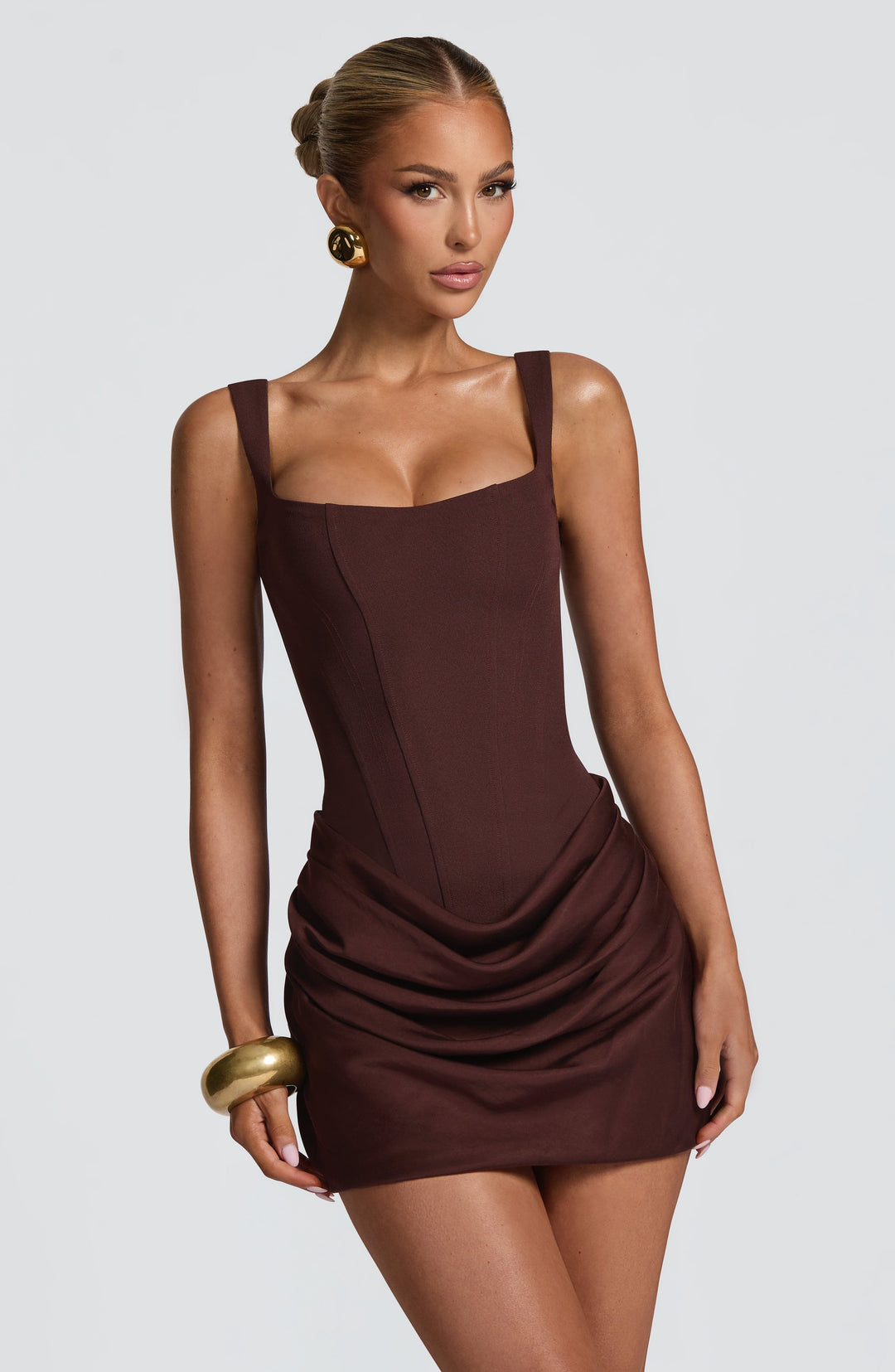 Beata - Plum Brown Mini Dress
