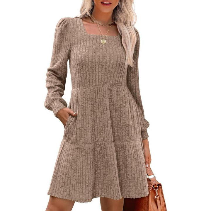 Margot - Square Neck Long Sleeve Sweater Dress