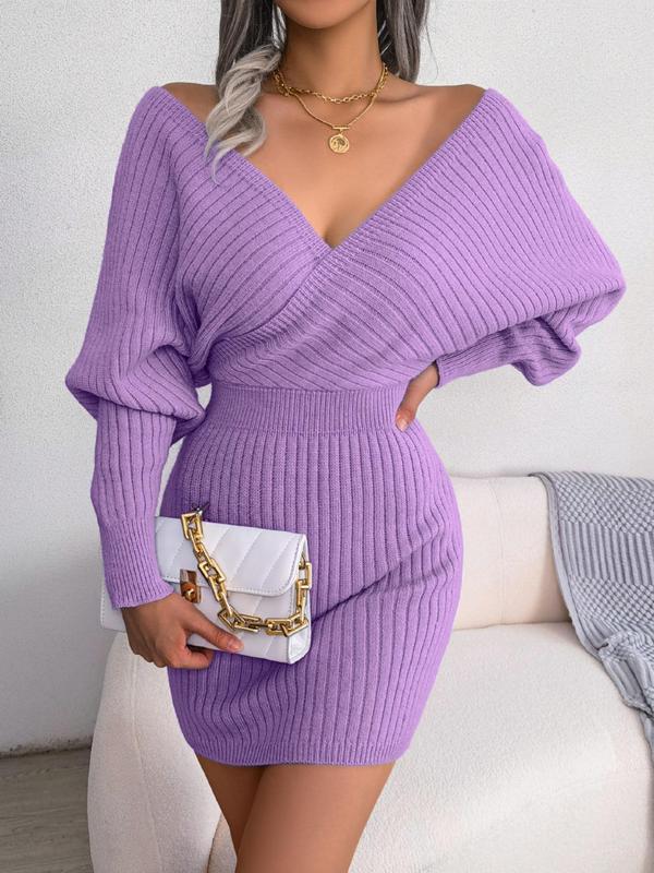 Pauline - V-Neck Sweater Dress With Long Sleeves