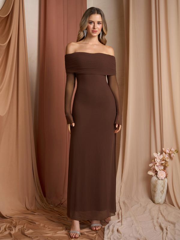 Audrey - Off Shoulder Ruched Sequin Bodycon Evening Gown