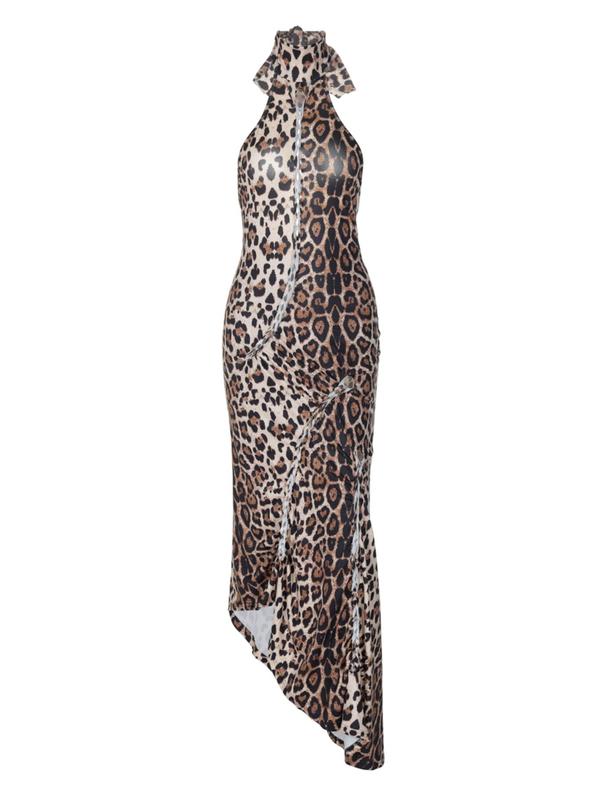 Cola - Backless Leopard Bodycon Dress for Parties