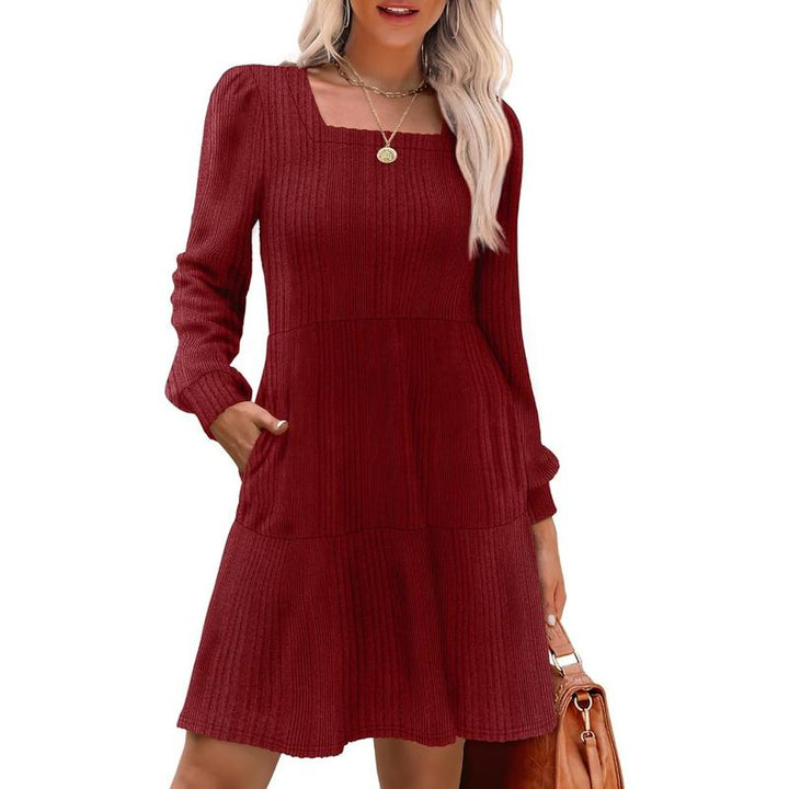 Margot - Square Neck Long Sleeve Sweater Dress