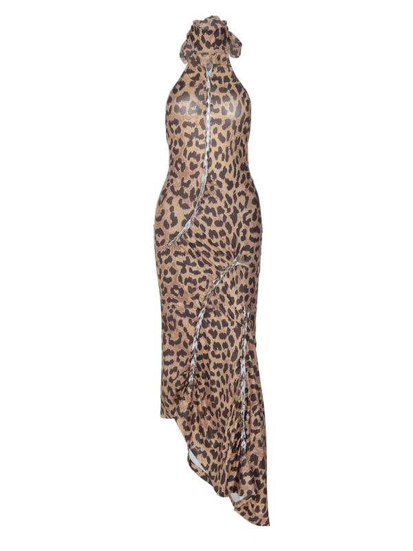 Cola - Backless Leopard Bodycon Dress for Parties